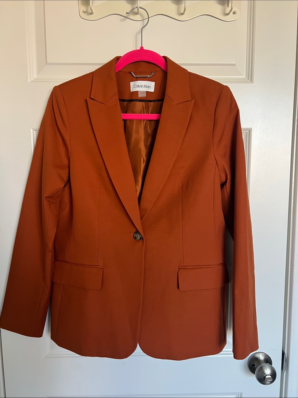 Calvin Klein Women's Burnt Orange Single-Button Blazer